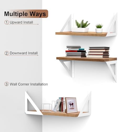SOGAL White Shelf Brackets 6 Inch, Heavy Duty Wall Mount 4 Pack