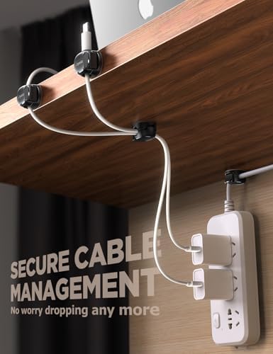 Chfeila 8-Pack Cable Clips, Quick-Lock Cord Organizer Black