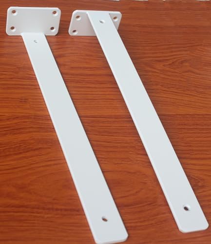 4 Pack - 16 inch White Hidden L Shelf Bracket (1/5 Inch Thicked) Iron Floating Shelf Brackets Rustic Industrial Metal Br