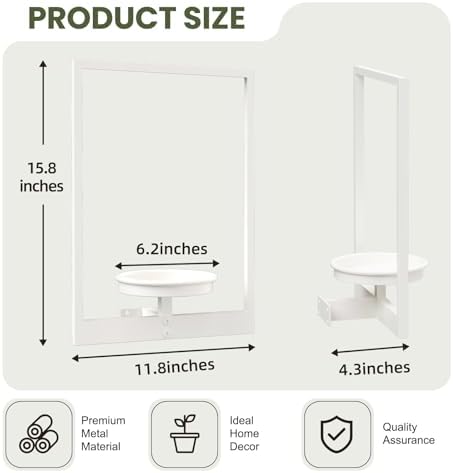 Hanging Planters for Indoor Plants Floating Shelves for Wall White, Wall Plant Holder Stand to Hold Large Pots - Premium