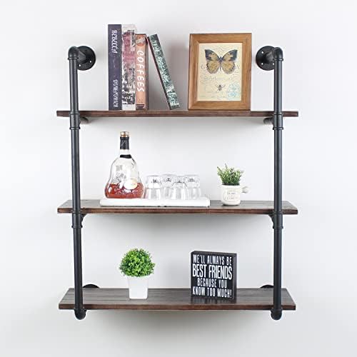 MBQQ Industrial Retro Pipe Shelf 30in 3 Tier Wall Mounted,Rustic Floating Shelves,Farmhouse Kitchen Bar Shelving,Home De