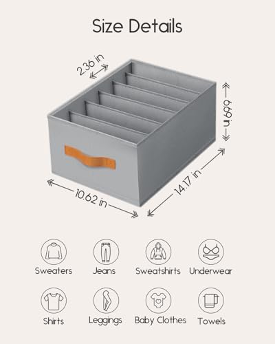 Homsorout Closet Organizers and Storage - Fabric Clothes Organizer with Handles, Foldable Jeans Organizer for Clothes, D
