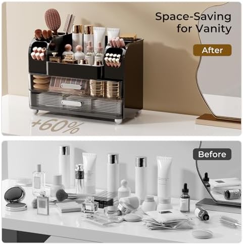 UFORU Makeup Organizer Countertop with 2 Large Drawers for Vanity Bathroom
