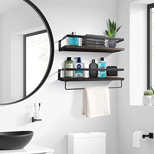 Uten Floating Shelves Set of 2, Wall Mounted with Towel Bar