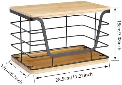 ALOCEO Large Wire Basket for Kitchen Pantry, Stainless Steel Kitchen Counter Organizer for Potato Onion, Trash Bag Dispe