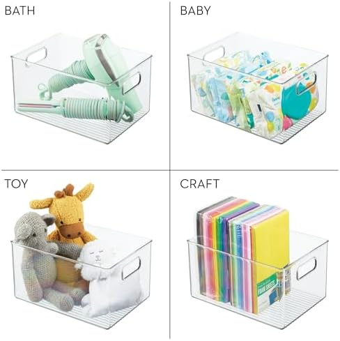 iDesign Pantry Organizer Bins with Handles, Set of 2, Clear
