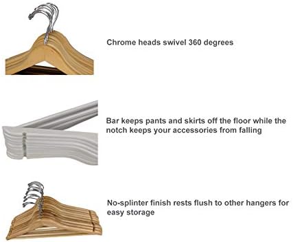 Wood Suit Clothes Closet Hanger w/Bar - Set of 50 White Hangers