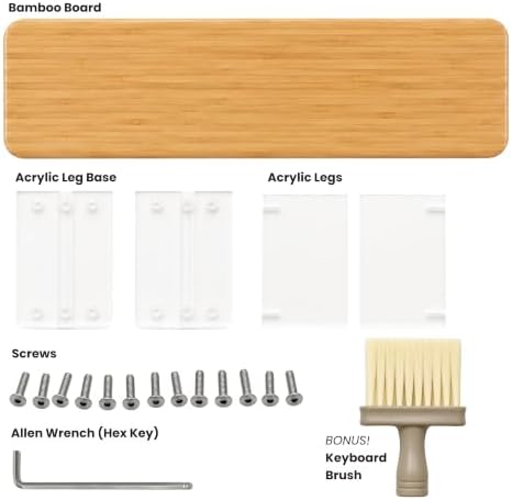 Bamboo Monitor Riser, Wide Desktop Monitor Stand for Desk with Clear Acrylic Legs, 31.5 x 8inch Bamboo Wood Shelf, Fit K