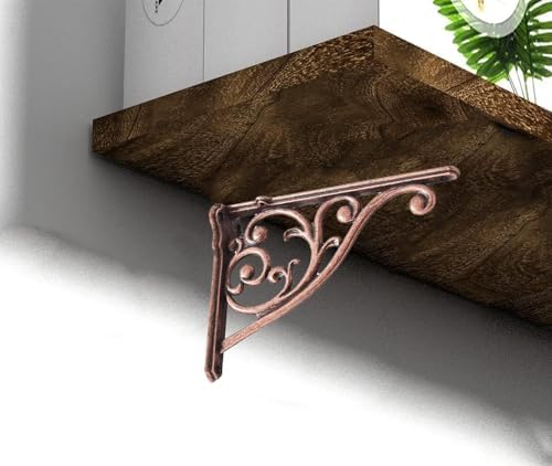 Heavy Duty Solid Stand,6 Inch 4 Pack Antique Copper,Right Angle Wall Panel Support Bracket,Decorative Shelf Bracket,Heav