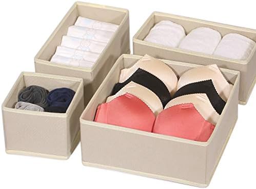 DIOMMELL 6 Pack Foldable Cloth Storage Box Closet Dresser Drawer Organizer Fabric Baskets Bins Containers Divider with Drawers for Clothes, Underwear, Bras, Socks, Lingerie, Clothing