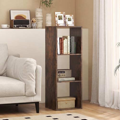 Tangkula 3-Cube Bookcase, 4-Tier Bookshelf with Open Compartments, Freestanding Cube Storage Organizer with Anti-Topplin