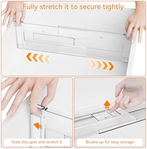 Yieach 8 Pack Clear Acrylic Drawer Divider 6 Inch High,Expandable from 14-20'',Adjustable Dresser Drawer Dividers for Ba