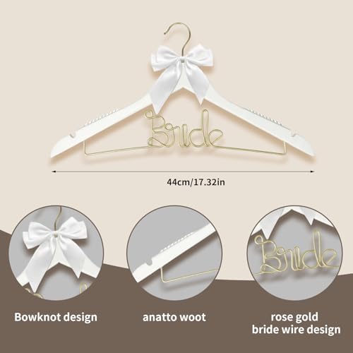 2 Pcs Bride Hanger for Wedding Dress, Bride and Groom Wooden Wedding Hangers Set, Wooden Bridal Dress Hanger with Party Shower Gift