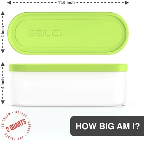 BALCI 2 Quart Ice Cream Container - Freezer Tub (Green)