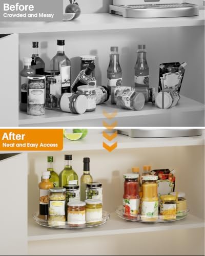 LAMU 4 Pack Lazy Susan Organizer 9 inch Lazy Susan Turntable for Cabinet, Rotating Spice Organization for Cabinet, Kitch