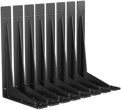 NEODROP 8-Pack 10 Inch Heavy Duty Shelf Brackets, Premium Metal Wall Bracket for Mantel, Countertop Support, Garage Stor