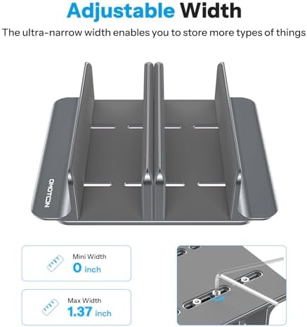 OMOTON 3-Slot Multiple Vertical Laptop Stand, Fits All MacBook, Grey