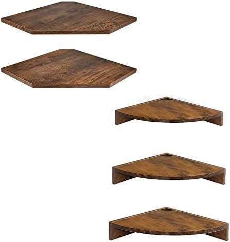 Homode Corner Floating Shelves, Corner Wall Shelves with Cord Hole, Wood Wall Shelf for Storage and Dispaly, for Bathroo