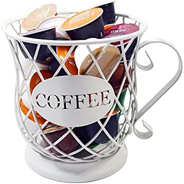 Coffee Pod Holder Mug Shape Multi Use K Cup Holder Coffee Station organizer Storage Wire Basket Food Storage for Counter
