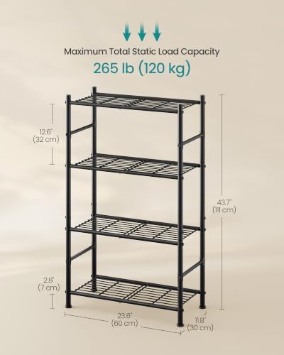 SONGMICS 4-Tier Storage Shelves, Steel Shelving Unit