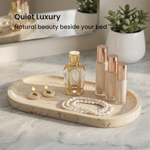 11.8 x 5.9 Inch Beige Oval Travertine Tray
