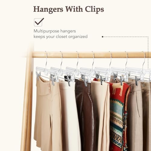 HOUSE DAY 50 Pack Heavy Duty Clear Pants Hangers, 14'' Skirt Hangers