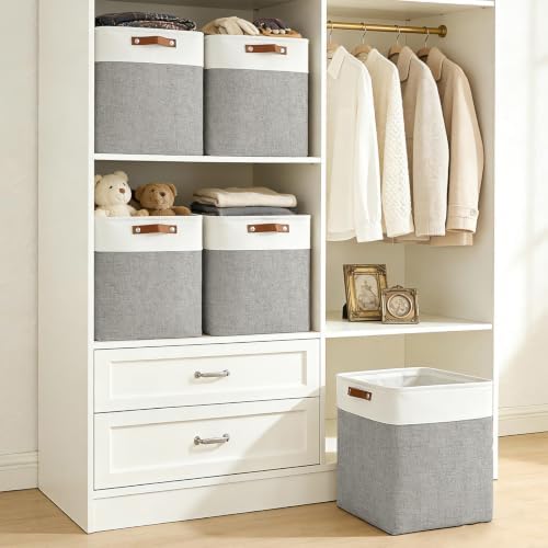 Bagnizer Large Fabric Storage Baskets | 50L Storage Bins, Decorative Linen Closet Baskets with Handles for Organizing, S