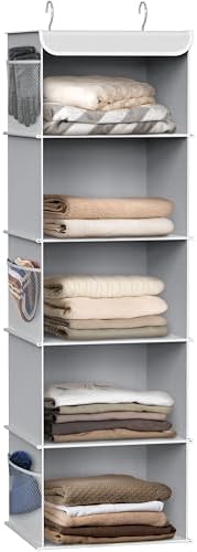 Simple Houseware 4-Pack Drawer Organizer Set + 5-Shelf Hanging Closet Organizer, Gray