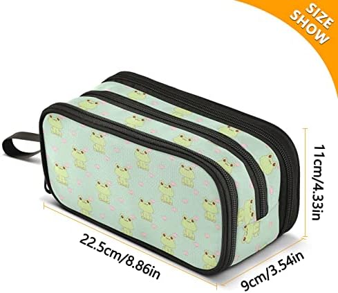 Fisyme Cute Frog Pencil Case Large Capacity Pen Box Makeup Pouch Holder Organizer Stationery Bag for Office School College Traval Adults