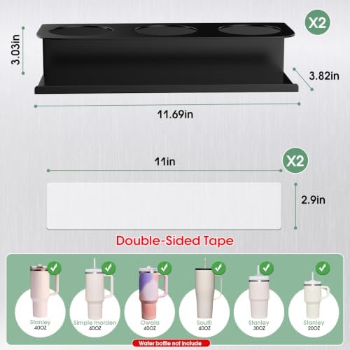 POLRAI 2 Pack Magnetic Stanley Cup Holder for Fridge, Water Bottle Organizer for Tumbler with Double Sided Tape Hold Sta