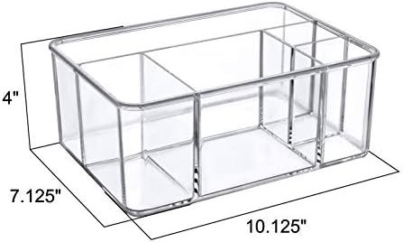 Amazing Abby - Glamour - Acrylic 5-Compartment Makeup Organizer (1-Pack), Transparent Plastic Beauty Supply Holder, Perf