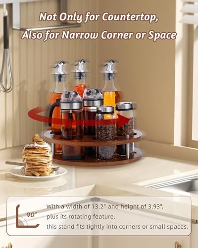 Rotating Wood Tumbler Organizer, 30 oz 40 oz Spinning Turnable Tumblers Holder, 360° Rotatable 7 Large Cups Bottle Tumbl
