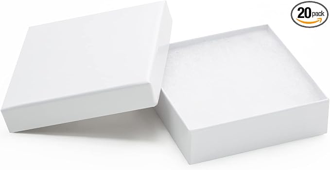 Magicool Hanger Magicool 20 Pack 3.5x3.5x1 Inch Cardboard Jewelry box Necklaces,Bracelets,Earrings,Small Gift Packaging,Jewelry Gift Boxes Lids Filled Cotton(White), 3.5x3.5x1 Inch (Pack of 20)