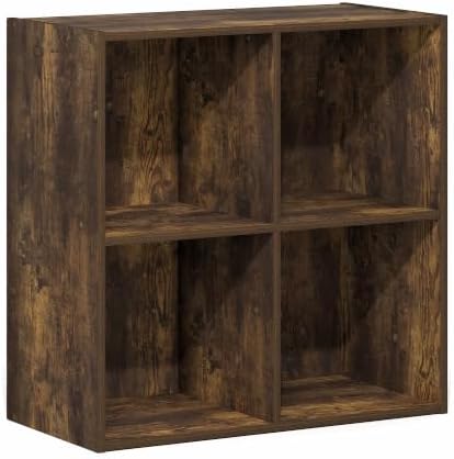 Furinno LUDER Book Shelf, 4-Cube Bookshelf, Bookcase, Amber Pine