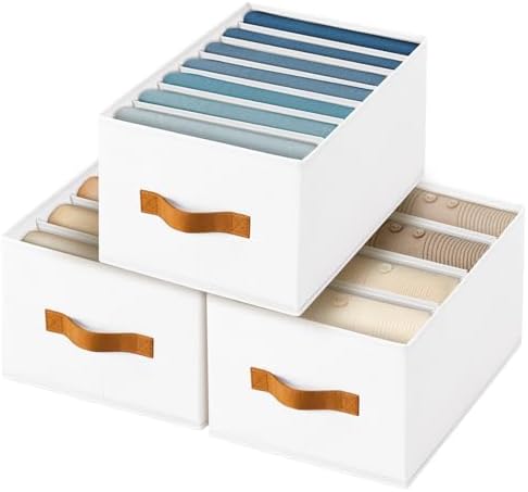 Homsorout Clothes Organizers and Storage - 4/5/7 Grids Fabric Jeans Organizer with Handles, Foldable Closet Organizers D