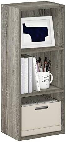 Furinno LUDER Book Shelf, 3-Cube Bookshelf, Bookcase with Open Shelves, 9.3 x 12 x 31.5, Easy Assembly, for Living Room,