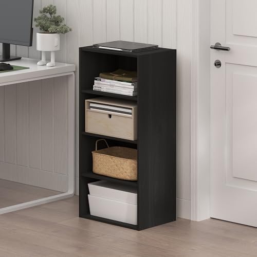 Furinno Basic Book Shelf, 4-Tier Bookcase with Open Shelf, Bookshelf, Cube Storage Organizer, 11 x 17 x 35, for Living R