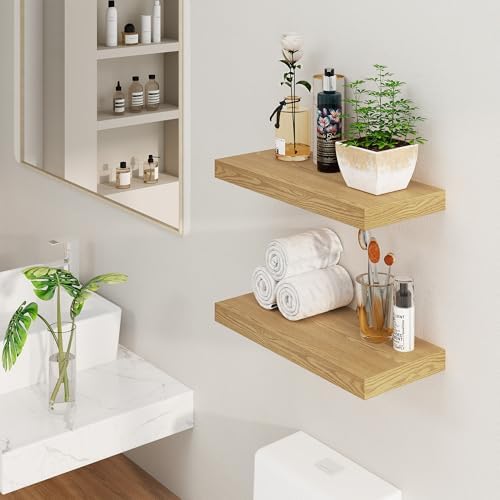 Floating Shelves for Wall, 8 Inch Deep Floating Shelves, 24"W x 8"D Wall Shelves Set of 2, Rustic Wood Floating Shelf fo