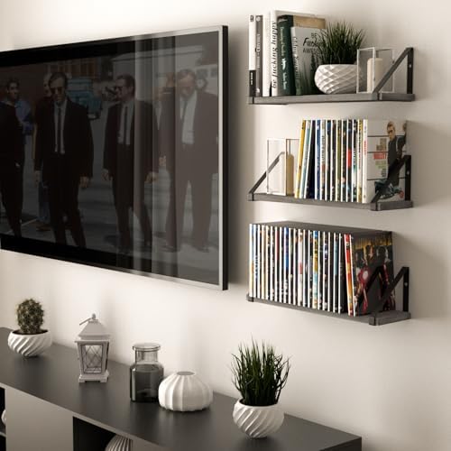 Wallniture Ponza 17'' x 4.5'' Floating Wall Shelf Bathroom, Small Wood Book Shelves for Wall Storage, Wall Mounted Shelf