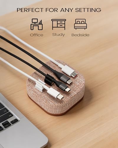 Magnetic Cord Holder, 5 Cable Clips, Desk & Nightstand Organizer