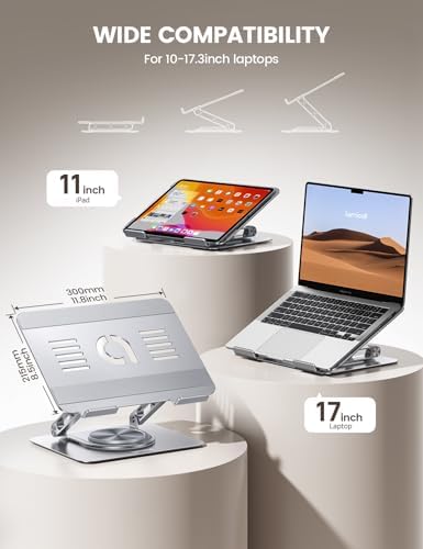 Lamicall Adjustable Laptop Stand for Desk 360° Rotating Base for 10-17.3''
