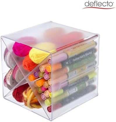 Deflecto Stackable Cube Organizer - X Divider, Clear (350201-AMZ)