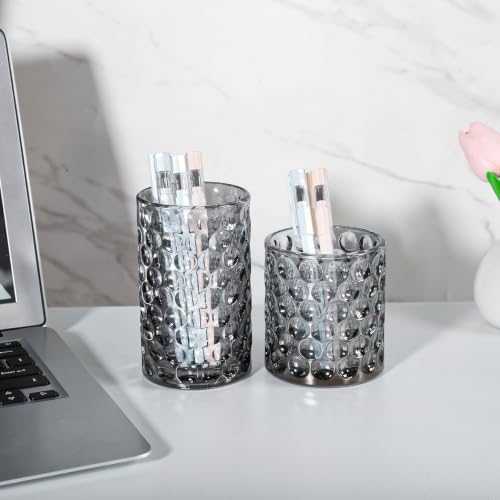 DASITON Glass Makeup Brush Holder, Bathroom Toothbrush Holders, Desk Pen Pencil Holder, Vintage Makeup Brush Cup, Multif