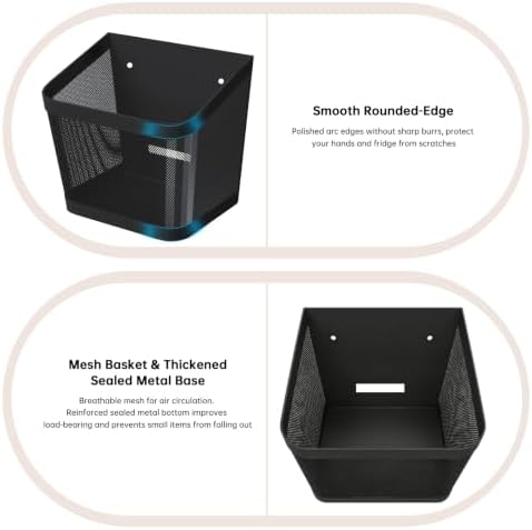 3Pcs Magnetic Spice Rack for Refrigerator, Black Magnetic Shelves(Small)