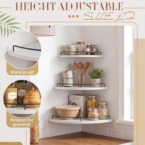 Novabright Corner Floating Shelf Set of 3 White & Black Wood 9/10/12 in