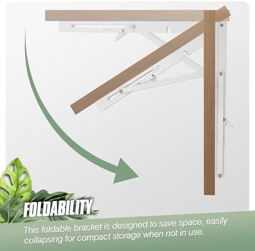 Folding Shelf Brackets - 4 Pcs 14 Inch,Heavy Duty, White