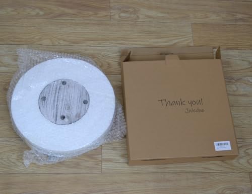 14 in White Distressed Round Lazy Susan, Farmhouse Turntable Dining Tray
