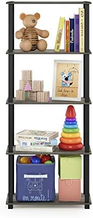 Furinno TURN-S-TUBE Book Shelf, 5-Tier Toolless Storage Shelves with Square Tubes, Shelving Unit for Organization and St