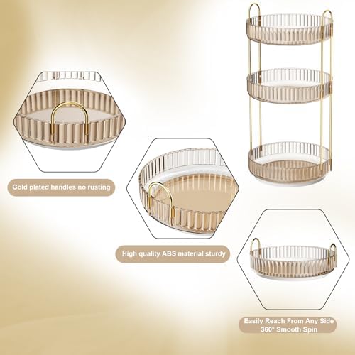 GTI 360°Rotating Makeup Organizer, 3 Tier Large Capacity Perfume Cosmetics Skincare Vanity Organizers,Bathroom Counter O