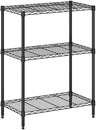 Furinno Wayar 3-Tier Metal Storage Shelf Rack, 23 x 13 x 30, Black